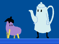 ポットと茄子犬